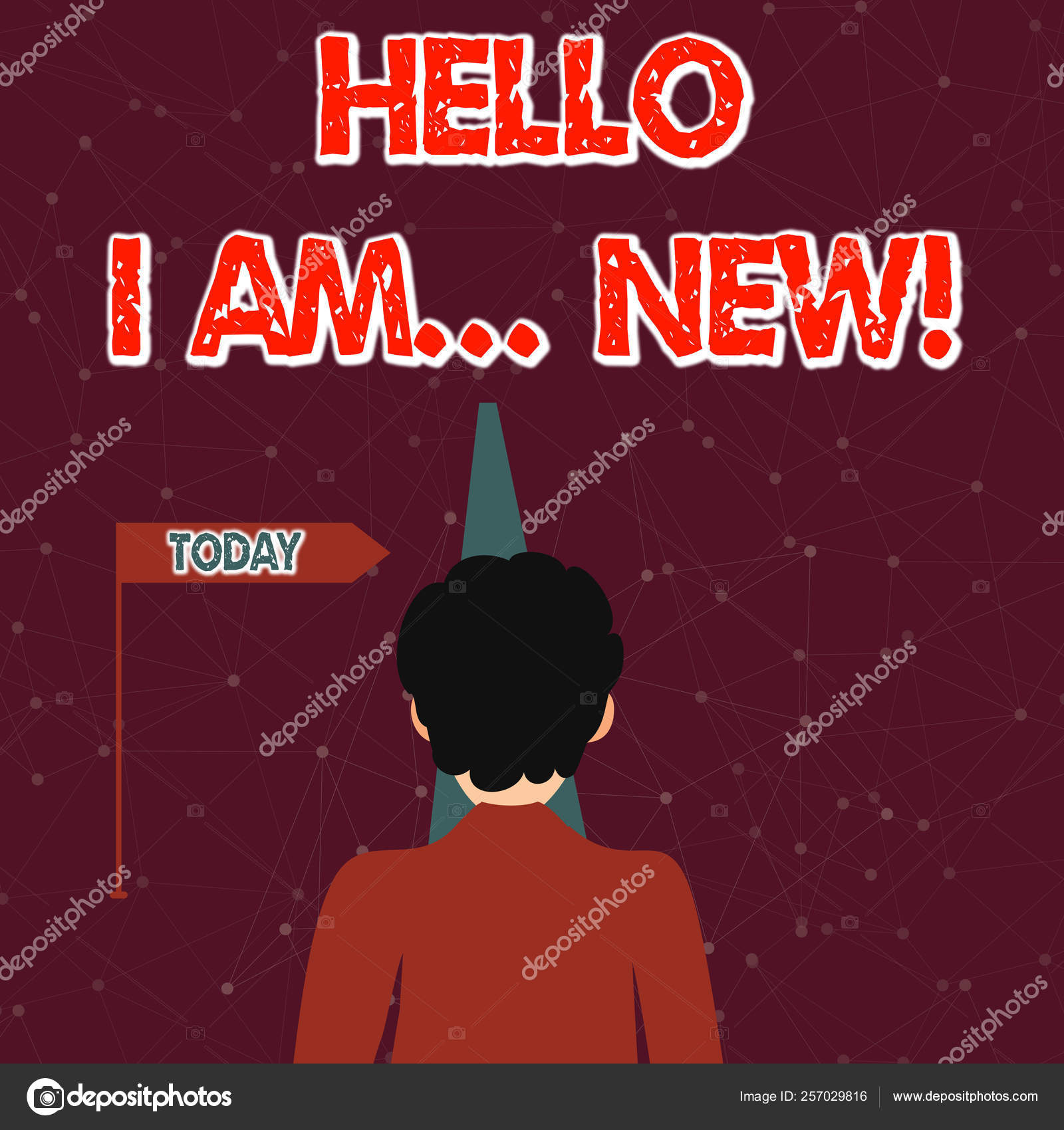 Handwriting Text Hello I Am New Concept Meaning Used As Greeting Or To Begin Telephone Conversation Man Facing The Distance Ahead And Blocking The View Of Straight Narrow Path Stock Photo Handwriting Text Hello I Am New Concept Meaning Used As Greeting Or To Begin Telephone Conversation Man Facing The Distance Ahead And Blocking The View Of Straight Narrow Path Stock Photo