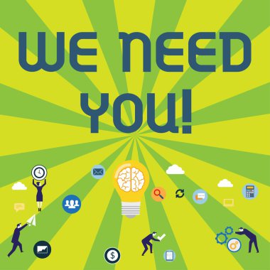 Size Ihtiyacımız olduğunu gösteren Not yazma. İş fotoğraf bazı iş veya hedef Iş dijital pazarlama sembolü, eleman ve konsept simgeler için birlikte çalışmak isteyen birinin vitrin.