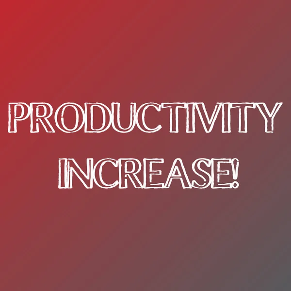 Conceptual hand writing showing Productivity Increase. Business photo text Labor productivity growth More output from worker Solid Colors of Red and Gray, Creating Lighter Shade in the Center.