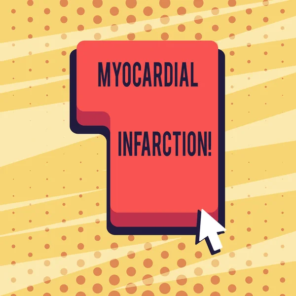 Handwriting text Myocardial Infarction. Concept meaning due to the sudden deprivation of circulating blood Direction to Press or Click the Red Keyboard Command Key with Arrow Cursor.