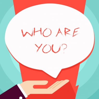 Kavramsal el yazısı, Kimsiniz sorusunu gösterir. Supine pozisyonda Kimlik veya gösteren bilgi Palm Up hakkında soran iş fotoğrafı Bağış El İşareti Konuşma