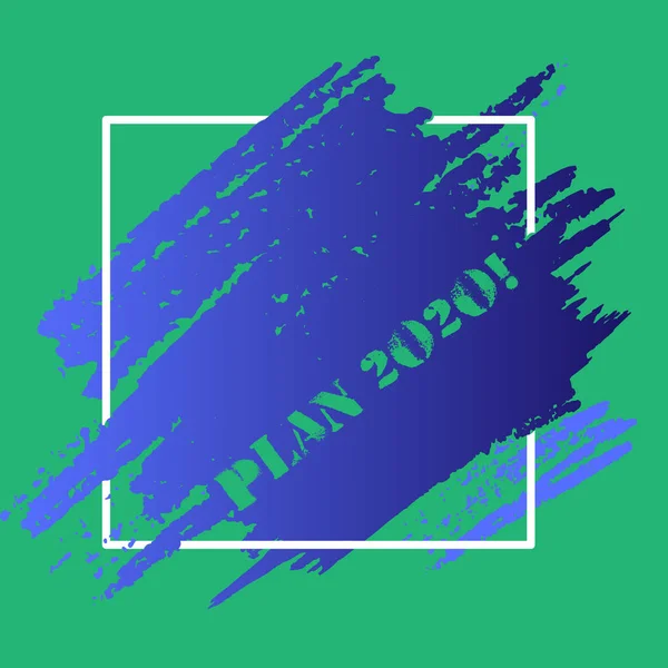 Χειρόγραφο κείμενο γραφής σχέδιο 2020. Concept έννοια λεπτομερής πρόταση για την πραγματοποίηση ή την επίτευξη κάτι το επόμενο έτος μπλε τόνος ζωγραφική μέσα τετράγωνη γραμμή πλαίσιο. Κηλίδες με υφή κενού χώρου. — Φωτογραφία Αρχείου