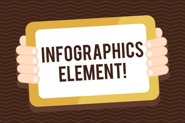 Skrivanteckning som visar Infographics Element. Affärsfoto visa upp visuell bild som används för att representera information eller data Färg Tablet Smartphone med Screen Handheld Baksidan av Gadget. — Stockfoto