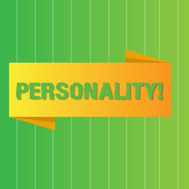 Kelime yazma kişiliği. Dikey Çizgili İki Ton Arkaplan üzerinde bireysel karakter Boş Renkli Bayrak fotoğrafını oluşturan kombinasyon özellikleri için iş konsepti.