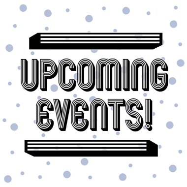 El yazısı metin Yaklaşan Olaylar. Olacak ya da yakında planlanan vesilesiyle Sorunsuz Mavi Polka Noktalar Beyaz İzole Random Küçük Daireler Desen gerçekleşecek kavram anlamı şey.