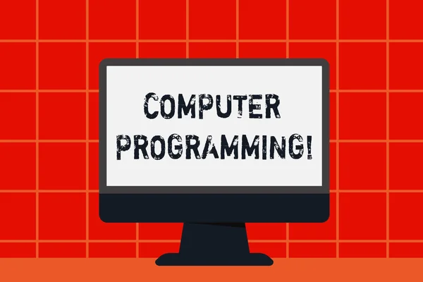 Scrittura concettuale a mano che mostra la programmazione informatica. Processo di testo della foto aziendale che istruisce un computer su come eseguire un'attività Desktop Computer Monitor colorato Schermo Tabella indipendente . — Foto Stock