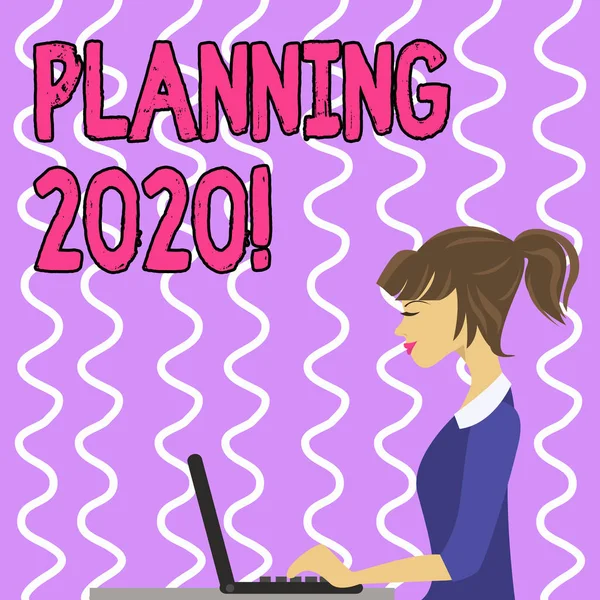 Koncepcyjny układ pisma przedstawiający planowanie 2020. Business Photo Text proces tworzenia planów na coś w przyszłym roku Strip Rozmiar wyłożony papier arkusz wiszące za pomocą Blue clothespin. — Zdjęcie stockowe