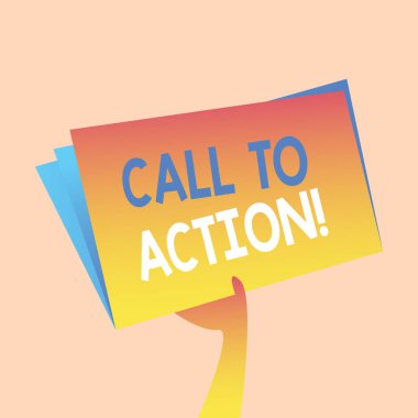 El yazısı metin yazma Call To Action. Kavram anlamı exhortation sorunu El Tutma ve Sayfa İçi ile Boş Alan Renkli Dosya Klasörü yükselterek amacı elde etmek için bir şeyler yapmak.