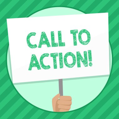 El yazısı metin yazma Call To Action. Sosyal Farkındalık için Handle tarafından desteklenen problem El Tutan Boş Beyaz Placard ile amaç elde etmek için bir şeyler yapmak anlamına gelen kavram.