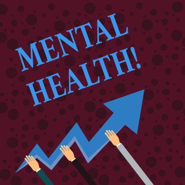 Conceptual hand writing showing Mental Health. Business photo showcasing demonstratings condition regard to their psychological well being Hands Holding Zigzag Lightning Arrow Pointing and Going Up.