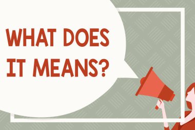 Soru Ne Anlama Geldiğini gösteren metin işareti. Kavramsal fotoğraf bir şey dedi ve Büyük Boş Konuşma Bubble Round Shape anlamıyorum anlam soran. İnce Kadın Renkli Megafon Tutuyor.