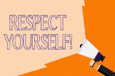 Kendine Saygıgösteren kavramsal el yazısı. İş fotoğraf metin size iyi ve layık iyi ele alınması olduğuna inanan El Işık Ile Megafon Holding Volume Aralığı Genişletme.