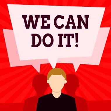 El yazısı metin yazma Biz Yapabilirim. Kavram anlamı faceless Man gösteren güçlü yetenekli olarak kendinizi görmek İki Gölgeler Her Kendi Konuşma Bubble Örtüşen vardır.