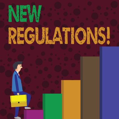 Yeni Yönetmelikleri gösteren not yazılıyor. İş fotoğraflarının sergilenmesi, hükümetin düzen denetimini Dalgın İfadede Evrak Çantası taşıyan Adam 'ın tırmanmasına neden oldu..