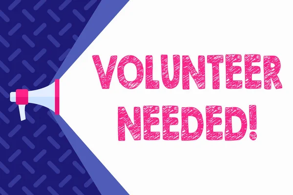 Word writing text Volunteer Needed. Business concept for asking demonstrating to work for organization without being paid Megaphone Extending the Capacity of Volume Range thru Blank Space Wide Beam.