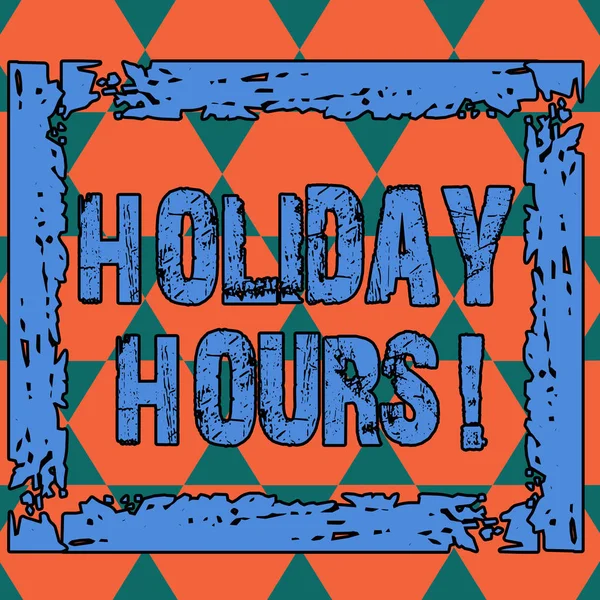 Conceptual hand writing showing Holiday Hours. Business photo text Overtime work on for employees under flexible work schedules Seamless Triangles Positioned Up and Down Forming Hexagon Shape.