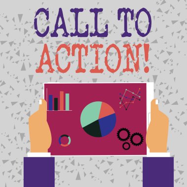 Sözcük yazma: Call To Action. Uyarı için iş konsepti Sorun Elle Tutma Tabletini Arama Motoru İyimserleştirme Sürücüleri Ekranda iken amaçlamak için bir şey yapın.