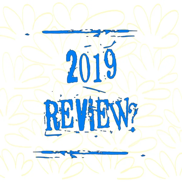 Writing note showing 2019 Review Question. Business photo showcasing remembering past year events main actions or good shows Seamless Color Petals and Leaves Hand Drawn in Random on White Isolated. — 스톡 사진