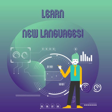Yeni Diller Öğrenme Notu Yazılıyor. Yabancı bayraklı adamla iletişim kurma yeteneği geliştiren iş fotoğrafı sergisi Grafik Diyagramı Seo Süreci Simgelerine işaret ediyor.