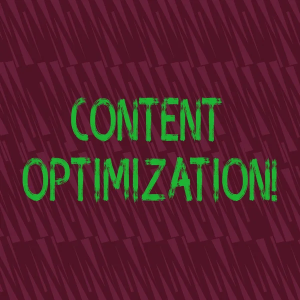 Conceptual hand writing showing Content Optimization. Business photo showcasing techniques to improve search results and ranking Seamless Isosceles Triangle Maroon Tone in Abstract Pattern.