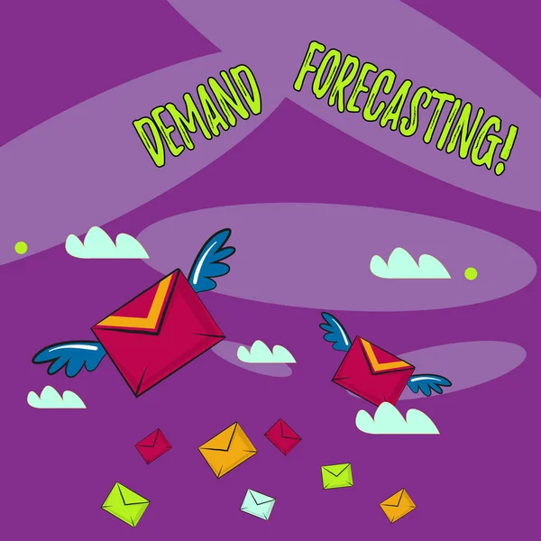 Word writing text Deanalysisd Forecasting. Business concept for predict customer deanalysisd to optimize supply decisions Many Colorful Airmail Flying Letter Envelopes and Two of Them with Wings. — 스톡 사진