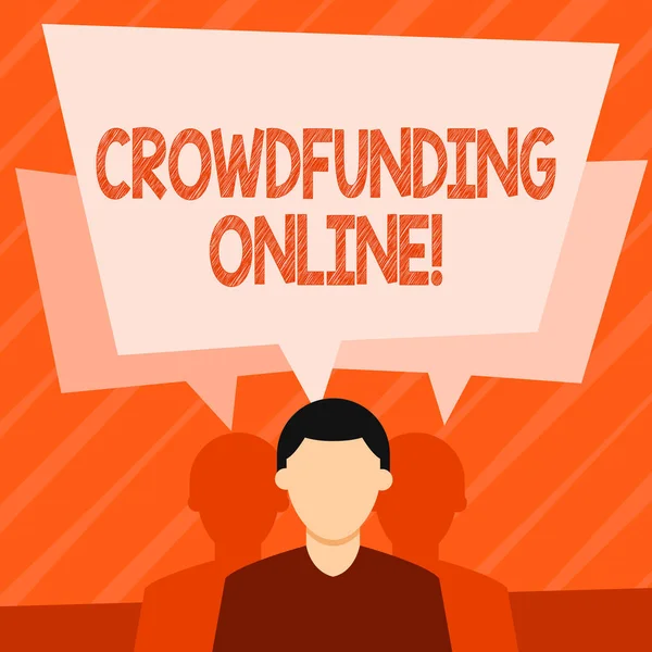 Текст написання слів Crowdfunding Online. Концепція Бізнесу для залучення невеликих сум'ячів грошей з аналізів, що показують Безлику, має дві тіні кожна з яких має свою власну мову Яйце перекриття. — стокове фото