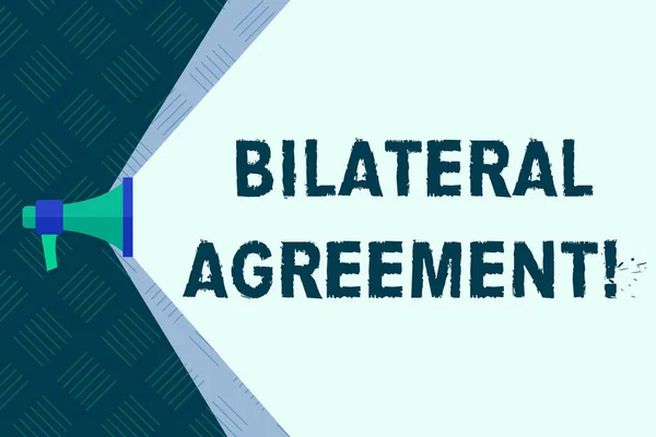 Word writing text Bilateral Agreement. Business concept for Legal obligations to nonbinding agreements of principle Megaphone Extending the Capacity of Volume Range thru Blank Space Wide Beam. — 스톡 사진