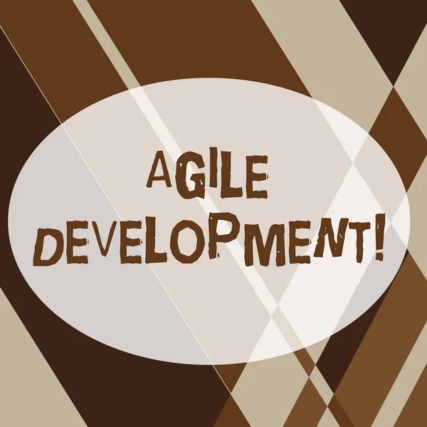 Text sign showing Agile Development. Conceptual photo alliance between selforganizing crossfunctional team Geometrical Shapes and Linear Combination in Brown Tone in Abstract Pattern.