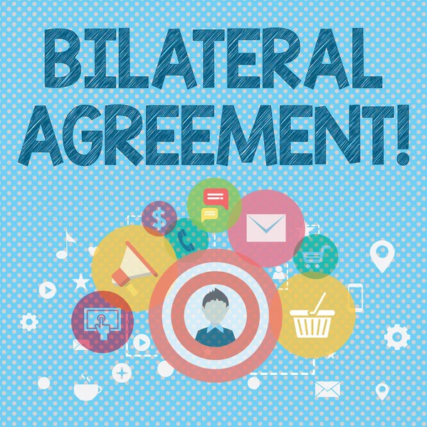 Word writing text Bilateral Agreement. Business concept for Legal obligations to nonbinding agreements of principle photo of Digital Marketing Campaign Icons and Elements for Ecommerce. — 스톡 사진