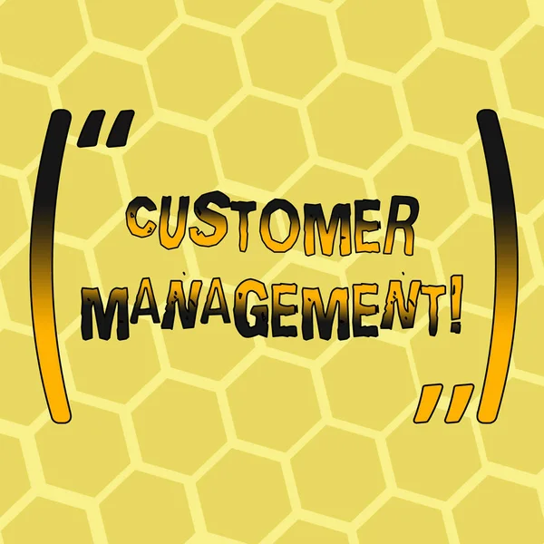 Text sign showing Customer Management. Conceptual photo customer retention and ultimately driving sales growth Mesh Pattern of Hexagon Shape in Golden Yellow Pastel Color for Background.