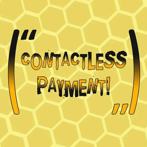 Text sign showing Contactless Payment. Conceptual photo use near field communication for making secure payments Mesh Pattern of Hexagon Shape in Golden Yellow Pastel Color for Background.