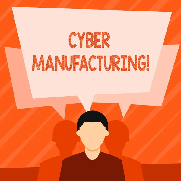 Tekst schrijven Cyber Manufacturing. Business concept for transformative concept that aims the translation of data Faceless Man has Two Shadows Each has Their Own Speech Bubble Overlapping. — Stockfoto