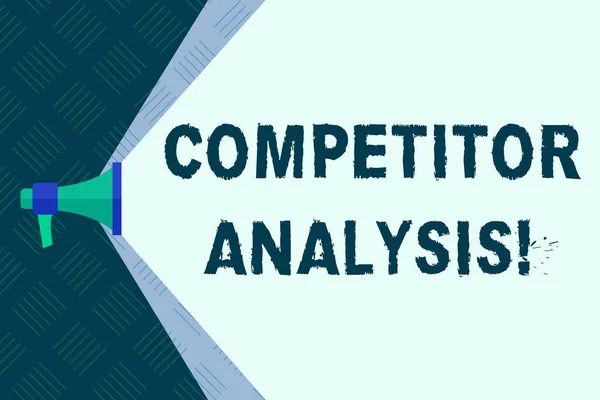 Word writing text Competitor Analysis. Business concept for assessment of the strengths and weaknesses of rival firm Megaphone Extending the Capacity of Volume Range thru Blank Space Wide Beam.