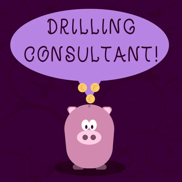 Word writing text Drilling Consultant. Business concept for onsite supervision of daytoday drilling operations Color Speech Bubble with Gold Euro Coins on its Tail Pointing to Piggy Bank. — 스톡 사진