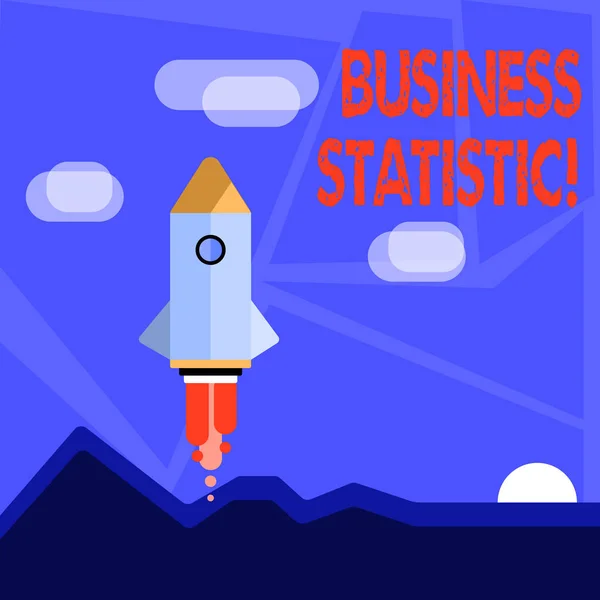 Texto para escrita de palavras Business Statistic. Conceito de negócio para a ciência de tomadas de decisão precisas e muito rápidas Colorful Spacecraft Shuttle Rocketship Lançamento para New Business Startup . — Fotografia de Stock