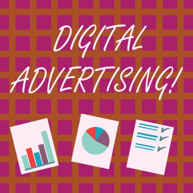 Dijital Reklamcılığı gösteren kavramsal el yazısı. Beyaz Kağıt üzerine Çubuk, Veri ve Pasta Grafiği Grafiği nin internet tanıtımını kullanarak ürün veya hizmetlerin pazarlanması nın görüntülenerek görüntülenerek görüntülenerek.