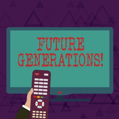 Gelecek Nesiller 'i gösteren bir not yazıyorum. Geniş Renkli Pc Ekran Önündeki Yaşayan Nesil El Tutma Uzaktan Kontrolü 'nden sonra gelecek nesiller iş fotoğrafı sergilenecek.