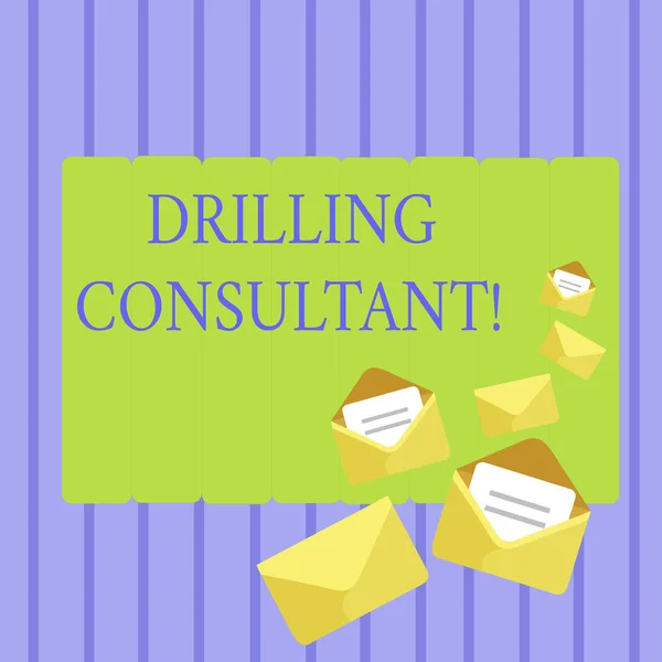 Writing note showing Drilling Consultant. Business photo showcasing onsite supervision of daytoday drilling operations Closed and Open Envelopes with Letter on Color Stationery.