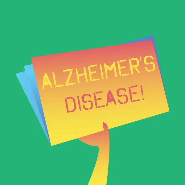 Znak tekstowy przedstawiający chorobę Alzheimera S jest chorobą. Koncepcyjny zdjęcie zaawansowane psychiczne pogorszenie, które występują w starości Hand Holding i podnoszenie pustej przestrzeni kolorowy plik folder z arkusza wewnątrz. — Zdjęcie stockowe