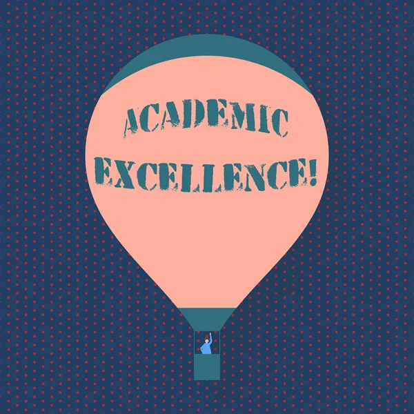 Handwriting text writing Academic Excellence. Concept meaning Achieving high grades and superior perforanalysisce Blank Pink Hot Air Balloon Floating with One Passenger Waving From Gondola.