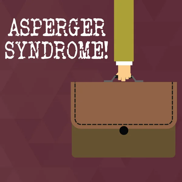 Uma nota a mostrar a Síndrome de Asperger. Foto de negócios mostrando caracterizado como um transtorno distinto espectro do autismo Empresário Carrying Colorful Briefcase Portfólio Applique . — Fotografia de Stock
