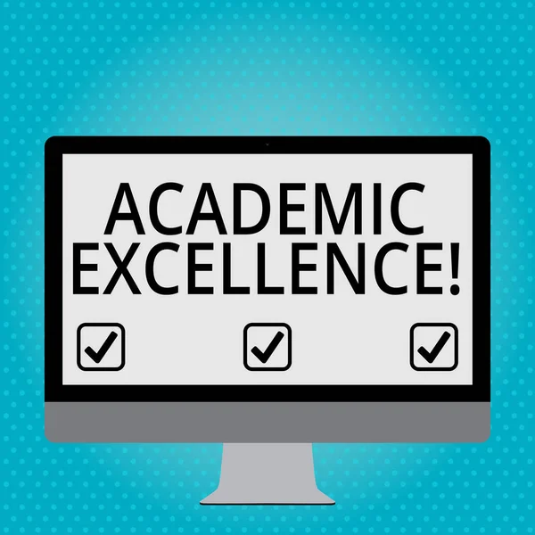 Handwriting text Academic Excellence. Concept meaning Achieving high grades and superior perforanalysisce Blank White Computer Monitor WideScreen Mounted on a Stand for Technology.