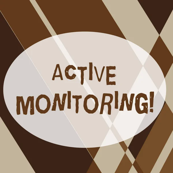 Text sign showing Active Monitoring. Conceptual photo demonstrating incharge go out and check workplace conditions Geometrical Shapes and Linear Combination in Brown Tone in Abstract Pattern.