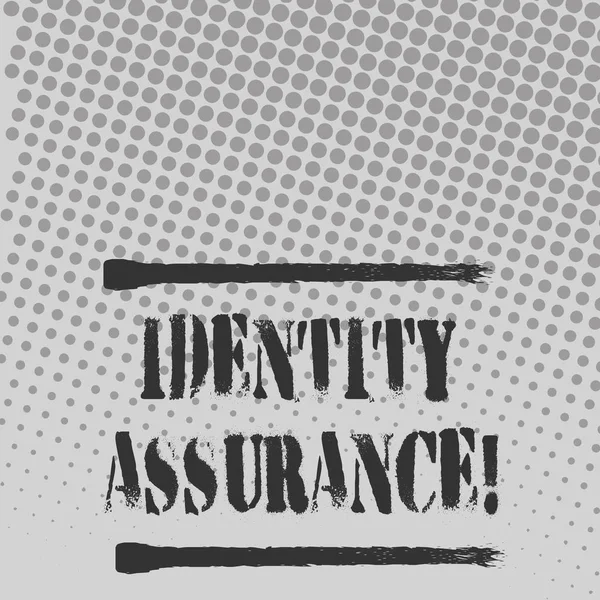 Text sign showing Identity Assurance. Conceptual photo degree of confidence in electronic identification Halftone in Varied Sized Dots that Simulates Imagination of Continuous Tone. — Stock Photo, Image