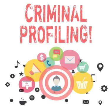 Criminal Profiloluşturmayı gösteren metin işareti. Kavramsal fotoğraf Henüz Dijital Pazarlama Kampanyası Simgeleri ve E-ticaret için Unsurları fotoğraf yakalanan değil suçlular için profilleri geliştirin.