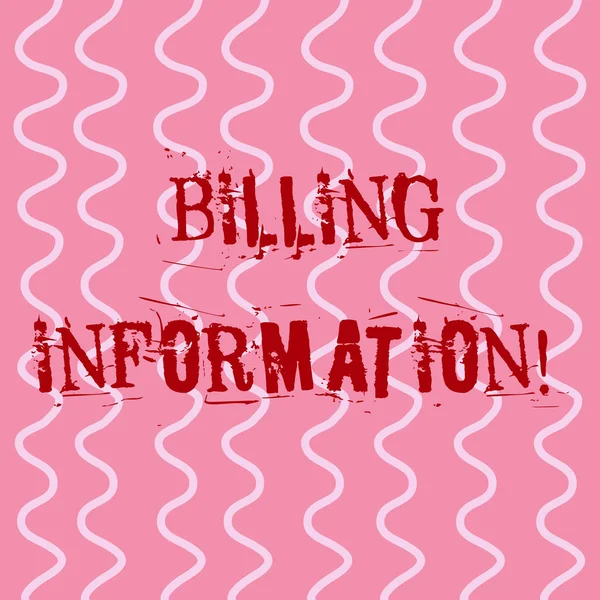 Conceptual hand writing showing Billing Information. Business photo showcasing address connected to a specific form of payment White Wavy Curly Line Pattern on Pink Surface for Feminine.