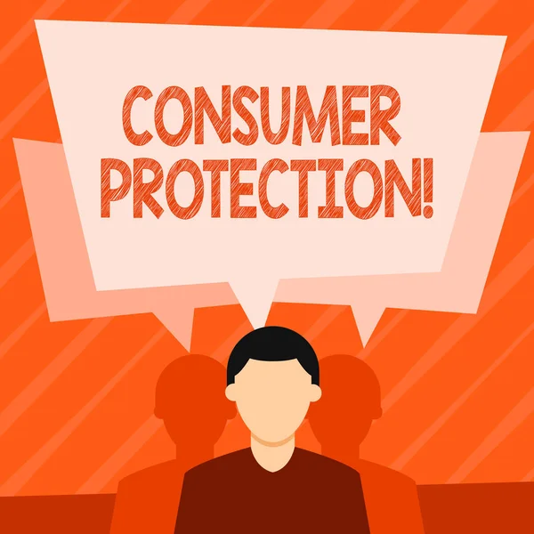 Написание текста для защиты прав потребителей. Бизнес-концепция регулирования, направленная на защиту прав потребителей Лицо человека имеет две тени, каждая из которых имеет свой собственный пузырь речи перекрытия . — стоковое фото