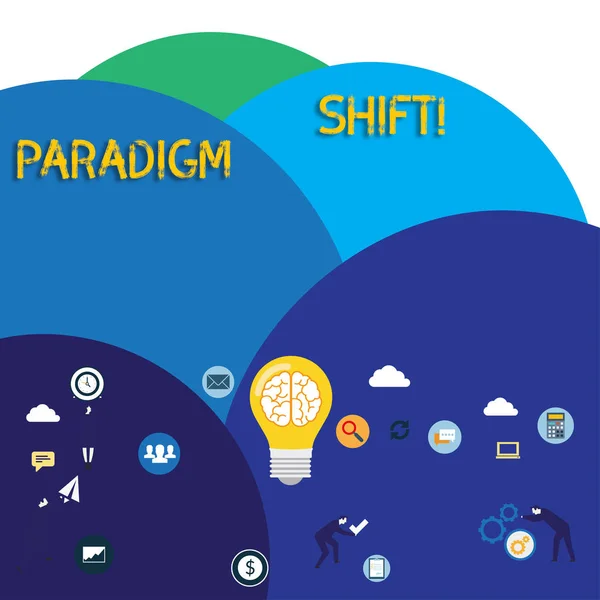 Scrivere una nota che mostri Paradigm Shift. Business photo che mostra il cambiamento fondamentale nell'approccio o le ipotesi sottostanti Business Digital Marketing Symbol, Element and Concept Icons . — Foto Stock