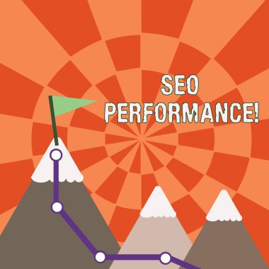 Seo Perforanalysisce'ı gösteren bir metin işareti. Kavramsal fotoğraf, Yürüyüş Parkuru ve Tek Tepede Bayraklı Beyaz Karlı Top ile Üç Dağlar web sitesine trafik miktarını ve kalitesini artırmak.