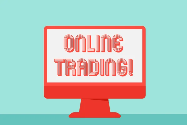 Εγγραφή σημείωμα που δείχνει Online Trading. Business photo showing the buying and selling financial products on the web Υπολογιστής γραφείου Πολύχρωμο Οθόνη Οθόνης Ελεύθερος Πίνακας. — Φωτογραφία Αρχείου